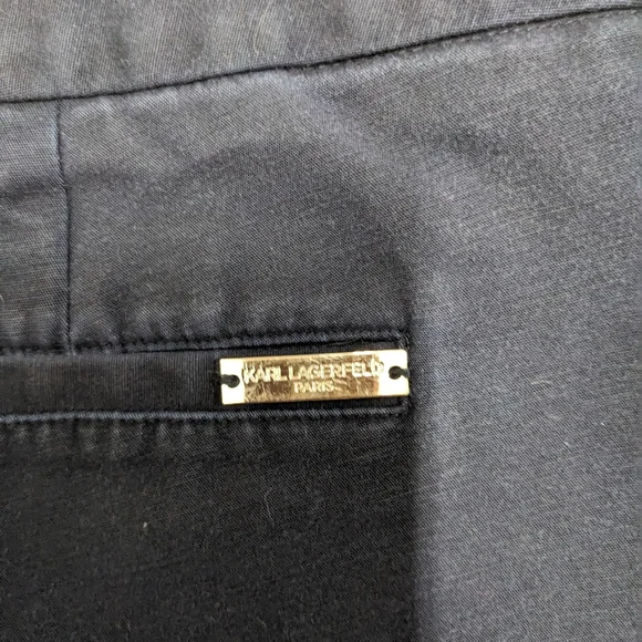Karl Lagerfeld Paris Navy Blue Dress Pants Cropped